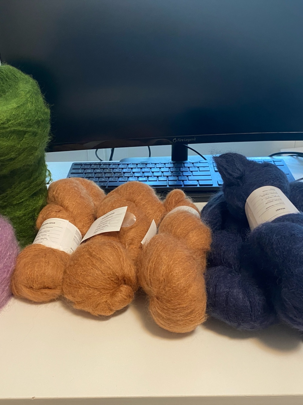 Sonder yarn co bloom in Green, Caramel, Navy & purple